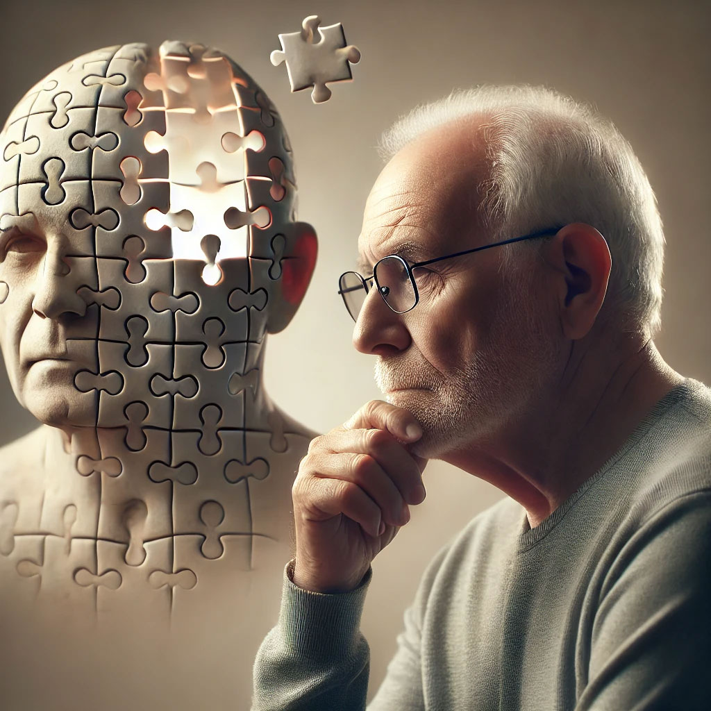 Illustration, in der das Gehirn durch Puzzleteile ersetzt wurde, um die Auswirkungen der Alzheimer-Krankheit zu symbolisieren.